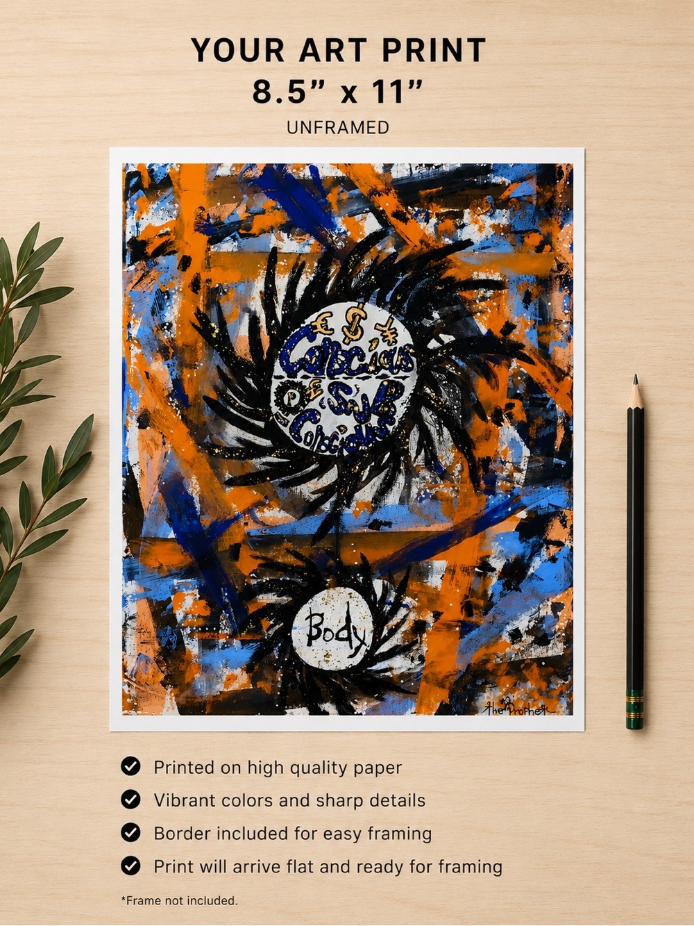 Unbranded Blue, Orange & Black Abstract Art Print “Paradigm-Shift”